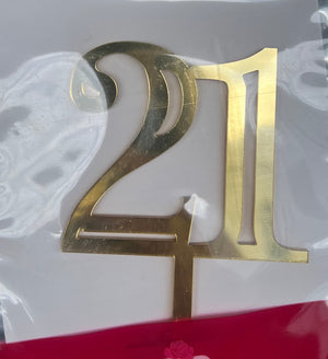 21 Gold Mirrored Acrylic Cake Topper