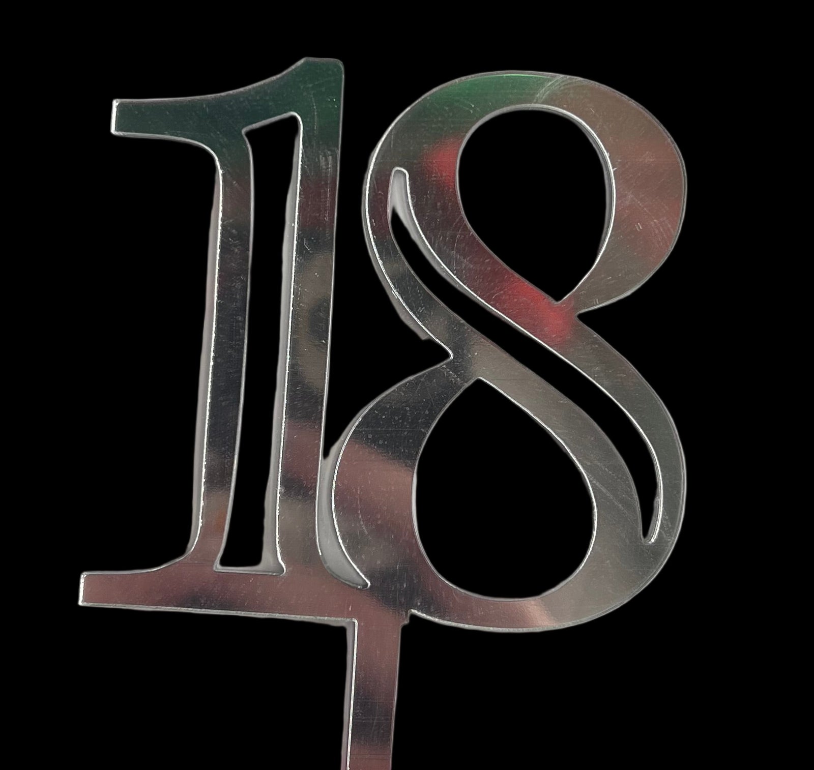 18 Silver Mirrored Acrylic Cake Topper