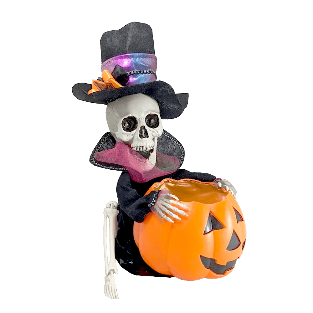 ANIMATED PUMPKIN W/SKELETON ON TOP - Party Affair
