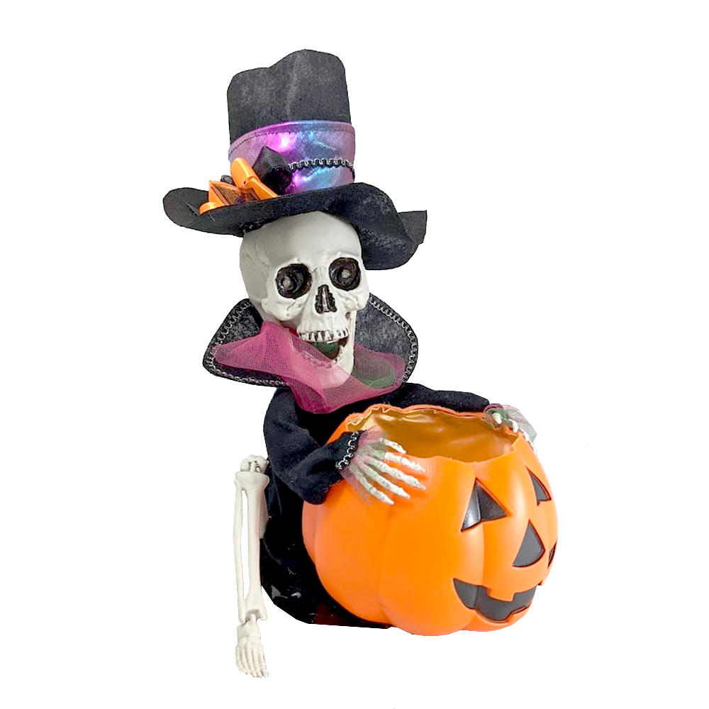  ANIMATED PUMPKIN W/SKELETON ON TOP