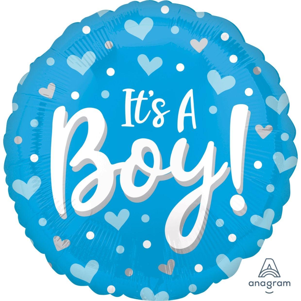 It's A Boy Heart & Dots Foil 45cm - Party Affair