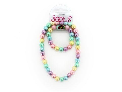 Pastel Pearlised Bead Bangle & Necklace Set - Party Affair