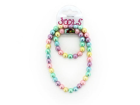Pastel Pearlised Bead Bangle & Necklace Set