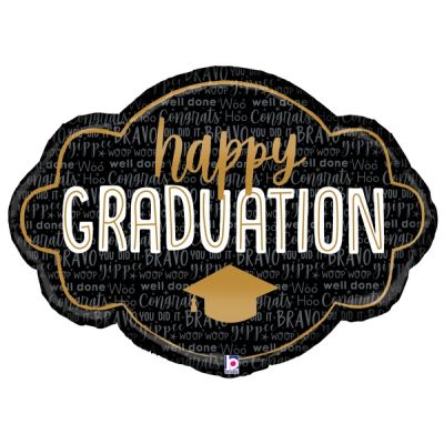 Betallic Foil Shape Happy Graduation Frame Balloon