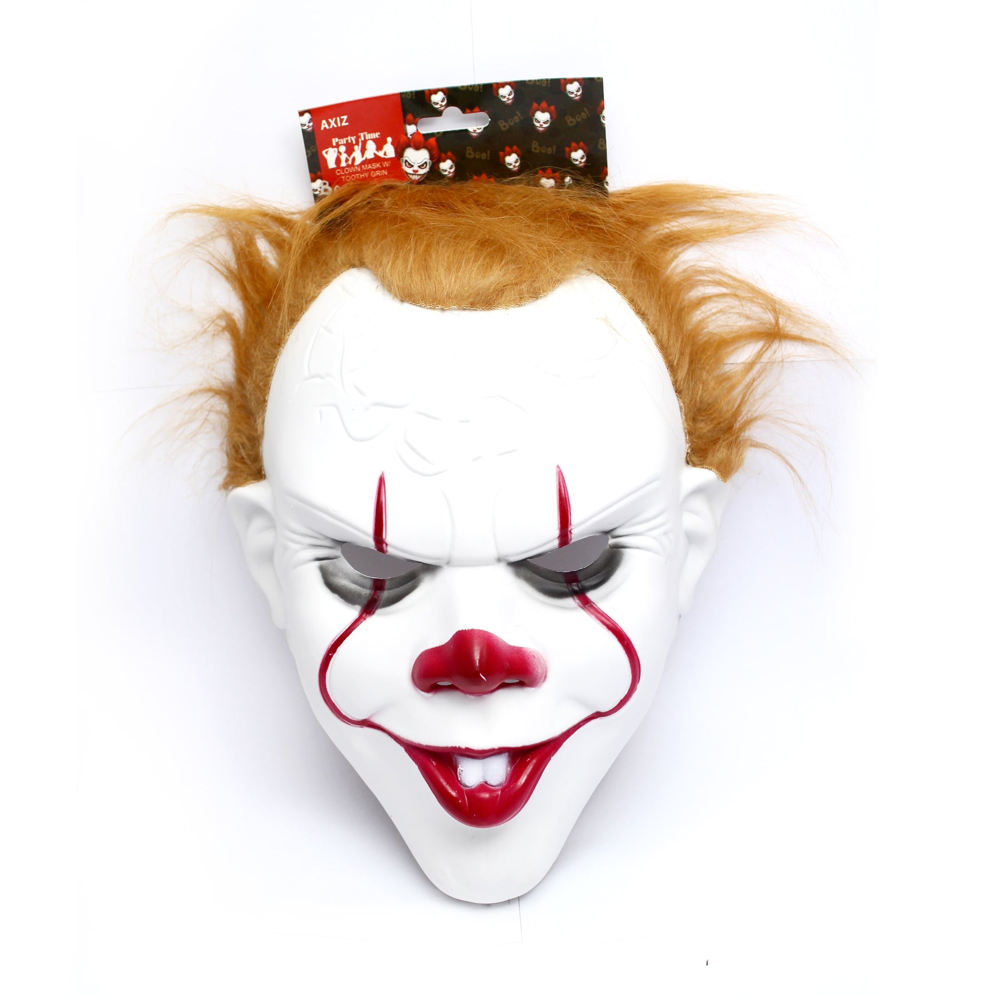 CLOWN MASK W/ TOOTHY GRIN W/HEADER CARD 