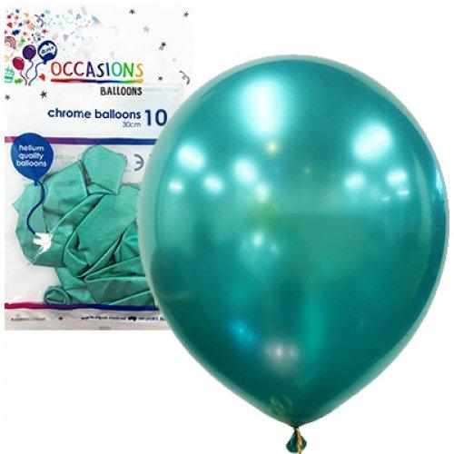 Chrome Green Latex Balloons - Pack 10 Flat - Party Affair