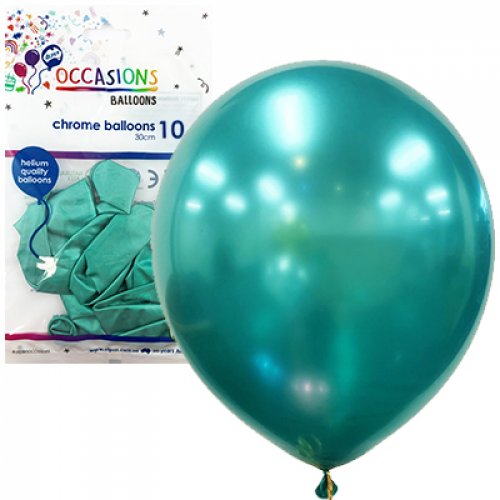 Chrome Green  Latex Balloons - Pack 10 Flat 