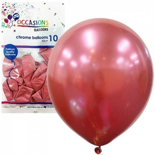 Chrome Pink Latex Balloons - Pack 10 Flat - Party Affair