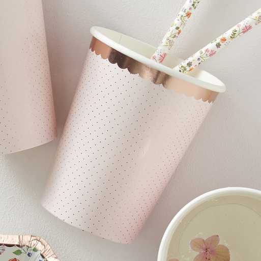 Rose Gold Foil Polka Dot Paper Cups