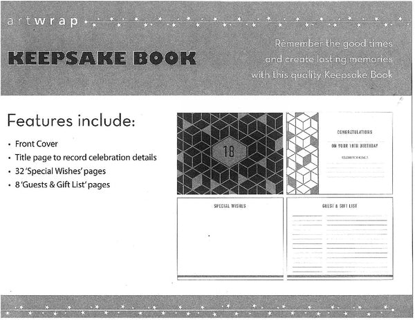 18th Birthday Black & Silver Keepsake Guest Book