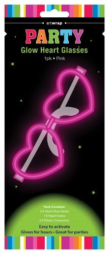 Pink Heart Shape Glow Stick Party Glasses