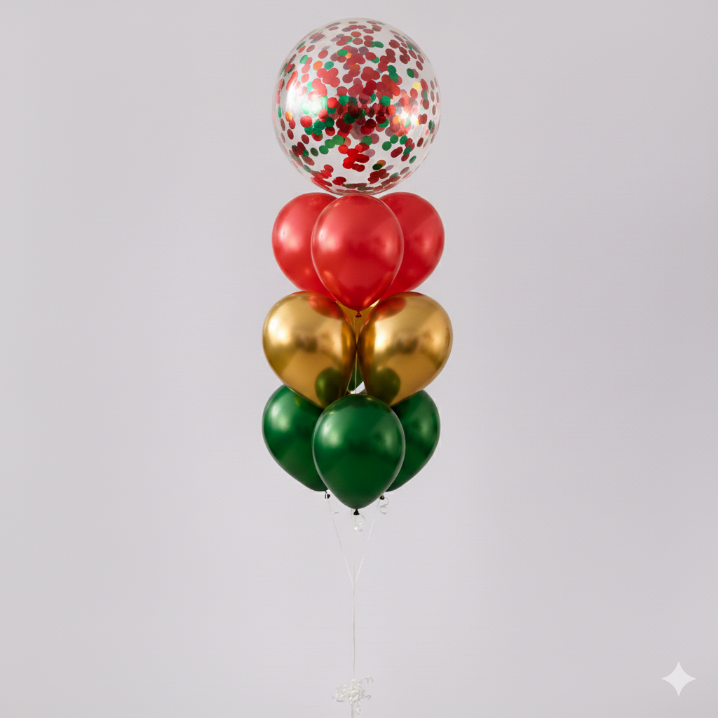 Confetti Tower Helium Balloon Bouquet Christmas - Design 2