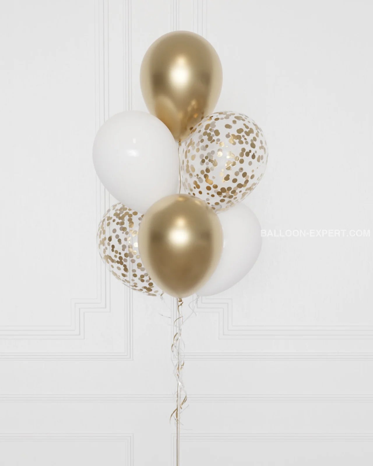 Golden Blanc Tower of 7 Balloon Bouquet