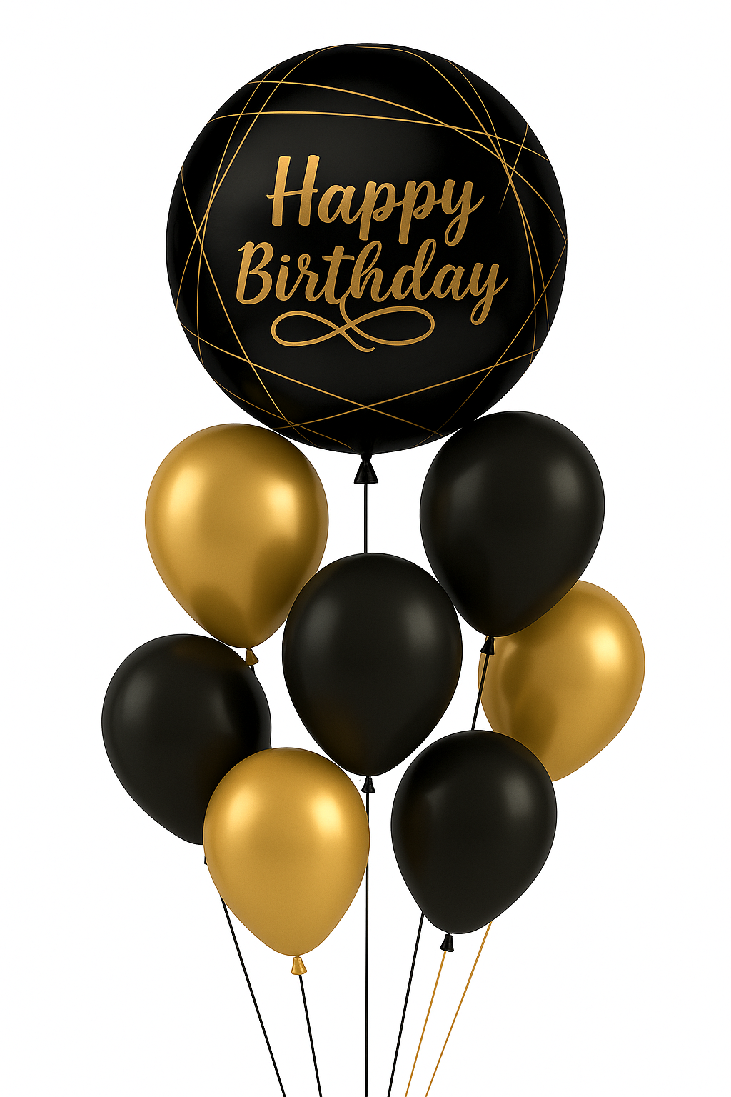 Black & Gold Luxe Birthday Balloon Bouquet