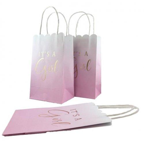 Eco-Friendly It's a Girl Pink Paper Party Bags - Party Affair