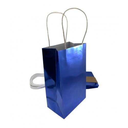 Eco-Friendly Metallic-Blue Paper Party Bags 