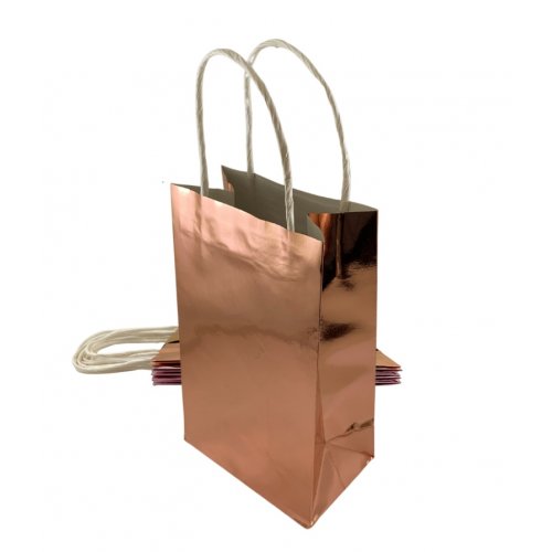 Eco-Friendly Metallic Rose Gold Paper Party Bags