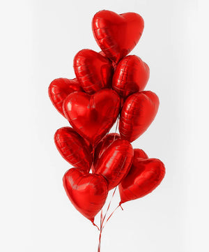 10 Red Hearts Foil Balloon Bouquet - Valentine’s Day