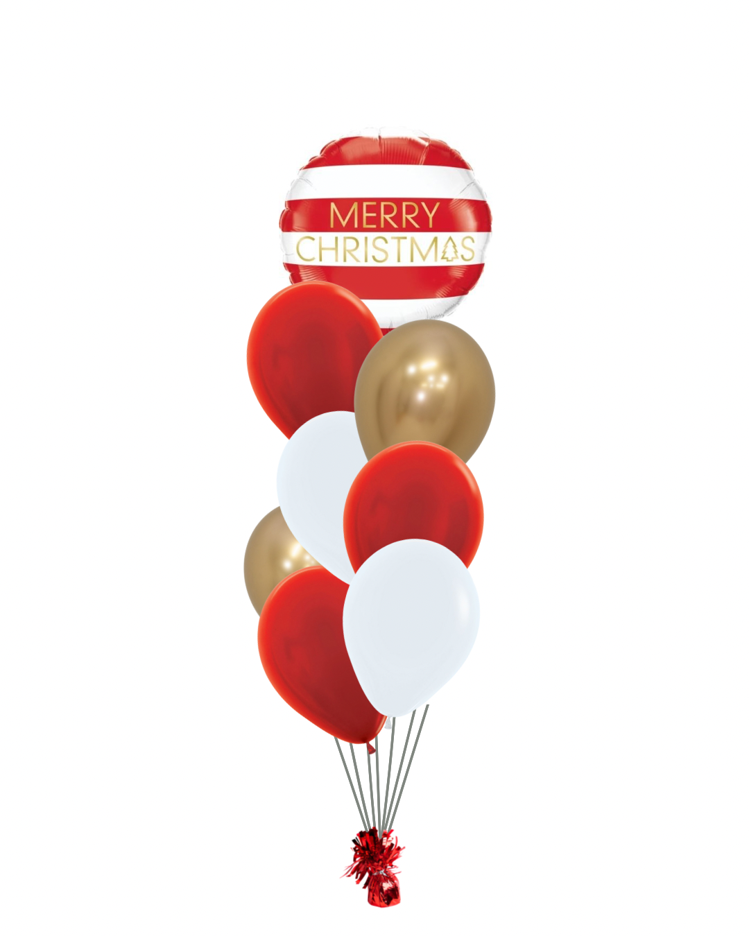 Merry Christmas Stripes Helium Balloon Bouquet