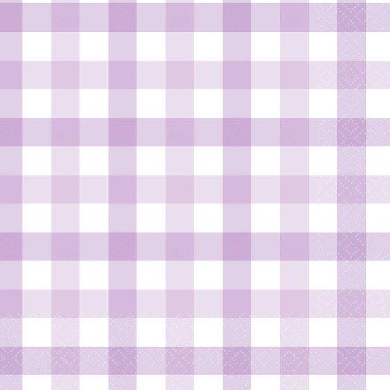 Gingham Lunch Napkin Pastel Purple - Party Affair