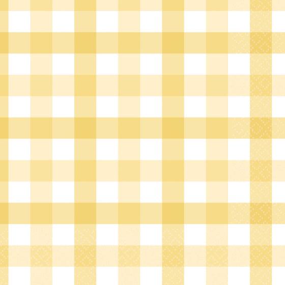 Gingham Lunch Napkin Pastel Yellow - Party Affair