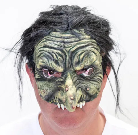 Green Witch Mask With Hair