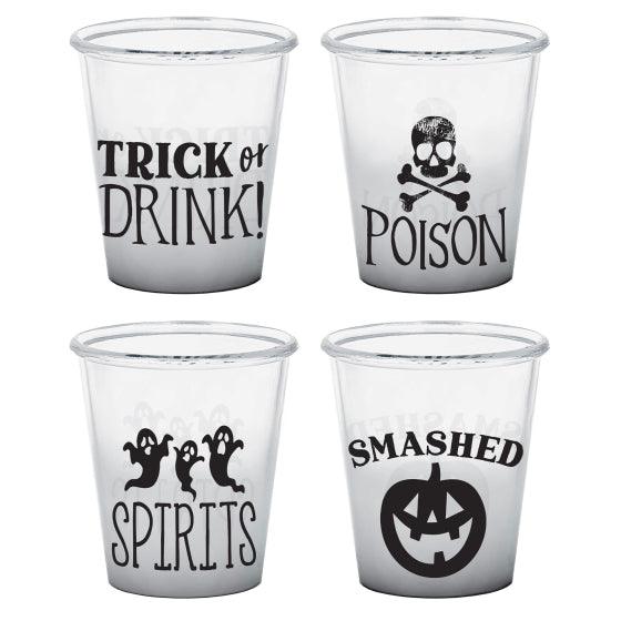 Halloween Black and White Plastic Shot Glasses - Party Affair