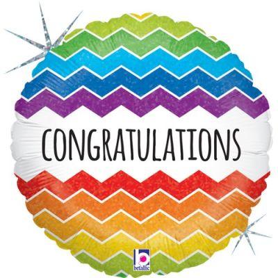 Holographic Chevron Congratulations Foil Balloon - Party Affair