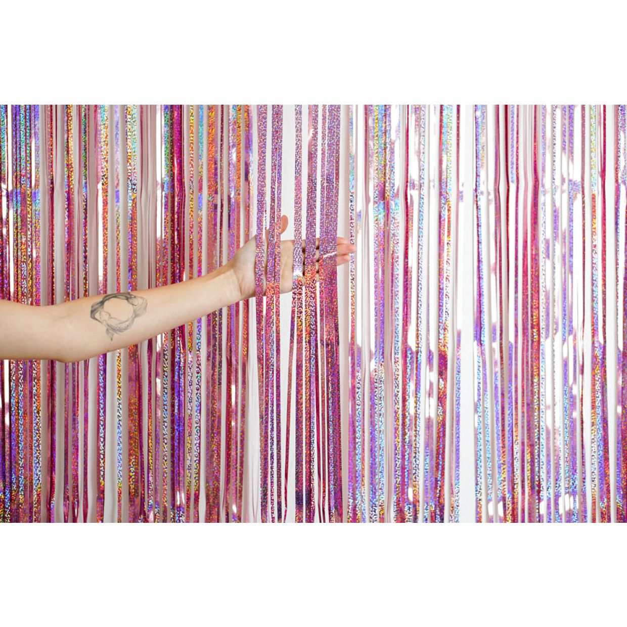 Holographic Light  Pink Foil Curtain 