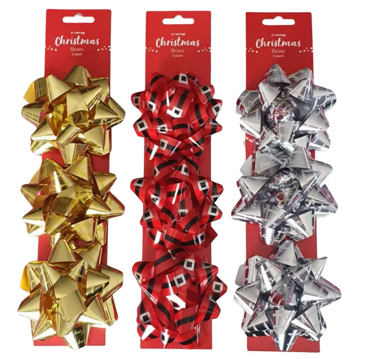Christmas Gift Bow Printed 3PK