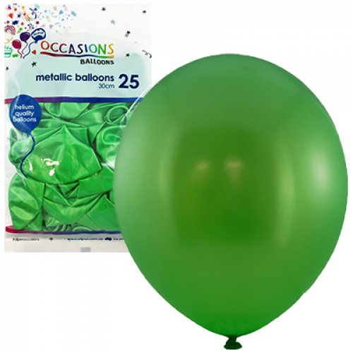 Metallic Lime Latex Balloons - Pack 25 Flat 