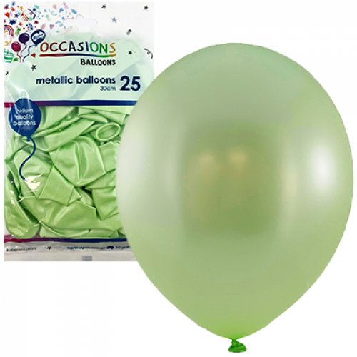 Metallic Mint Latex Balloons - Pack 25 Flat 