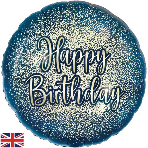 Glitter Navy Gold Birthday Foil Balloon
