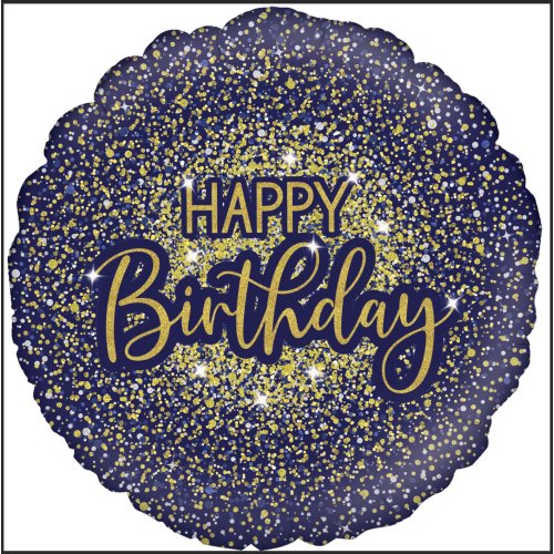 Glamor Glitter Blue Birthday Foil Balloon