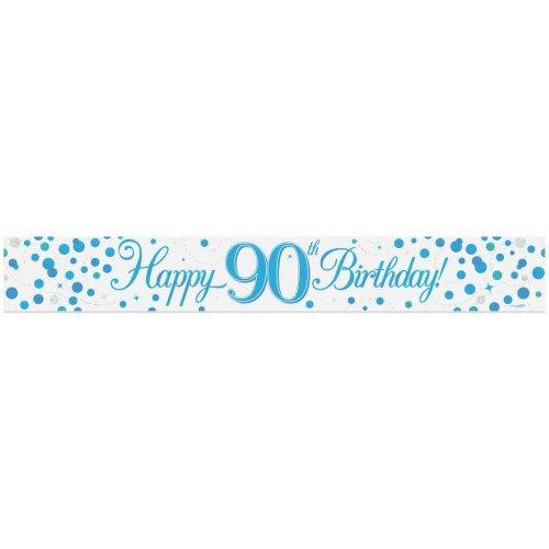 Blue Sparkling Fizz 90th Birthday Holographic Banner - Party Affair