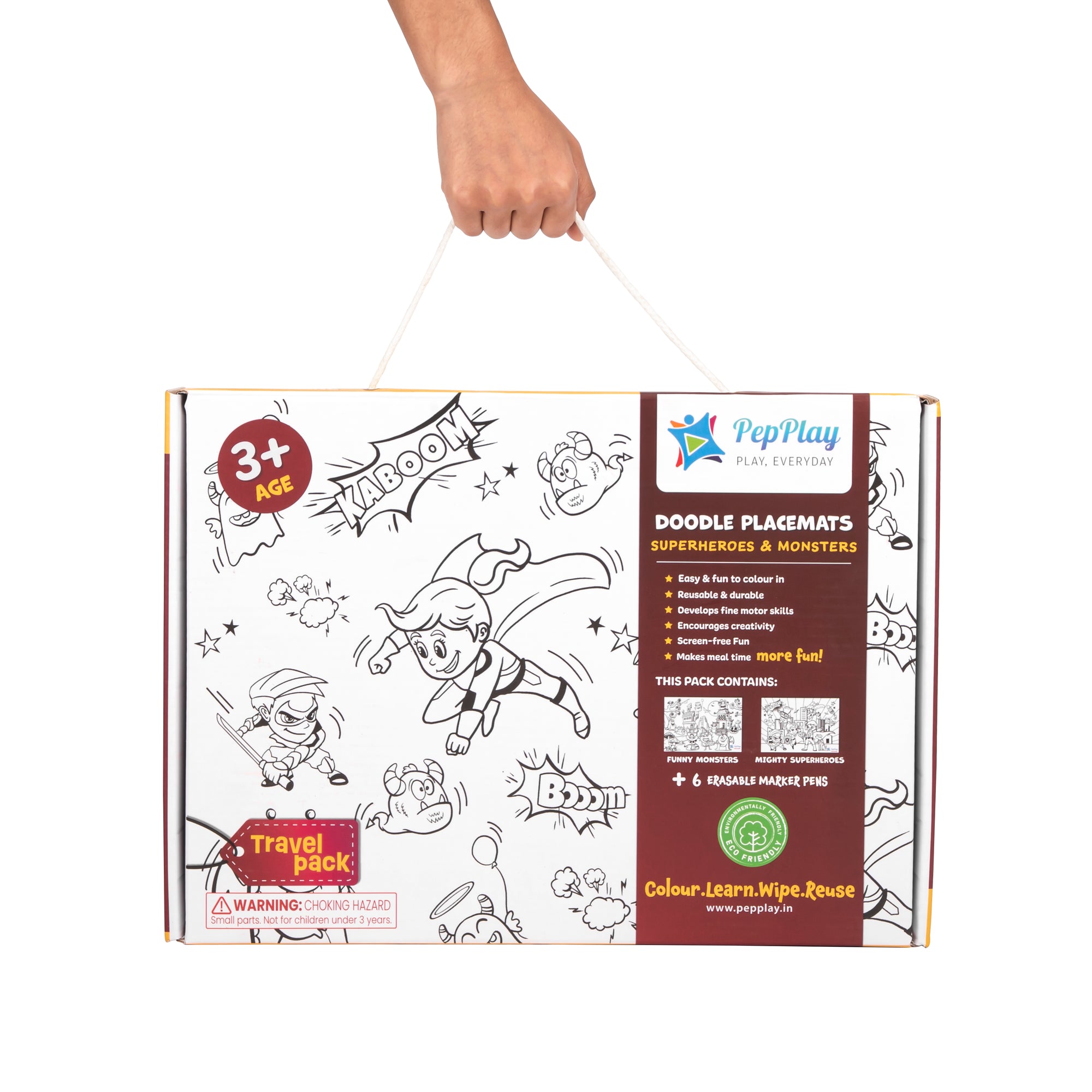 Doodle Placemats Travel Set - Superheroes & Monster