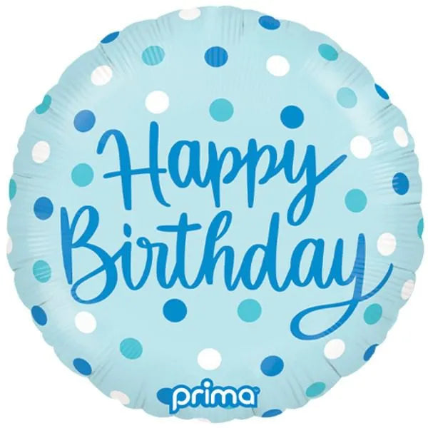 Birthday Blue Dots Foil Balloon