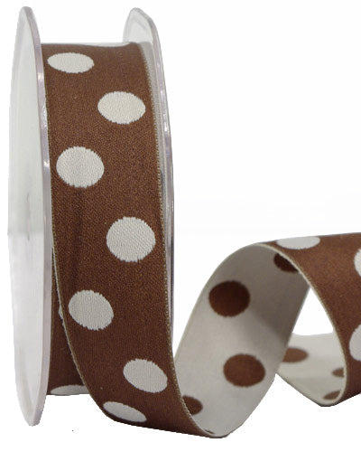Double Sided Taupe/Chocolate Polka Dot Ribbon