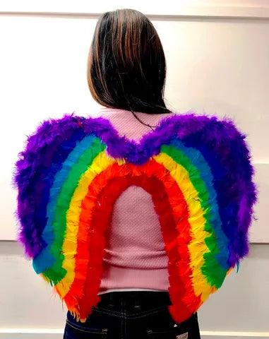 Rainbow Feather Wings 50CmX45Cm - Party Affair