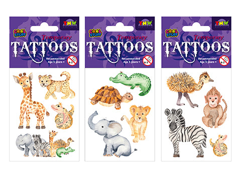 ZOO ANIMALS Temporary Tattoos