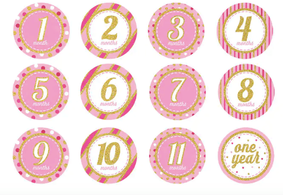 Pink Glitter Milestone Stickers - Party Affair