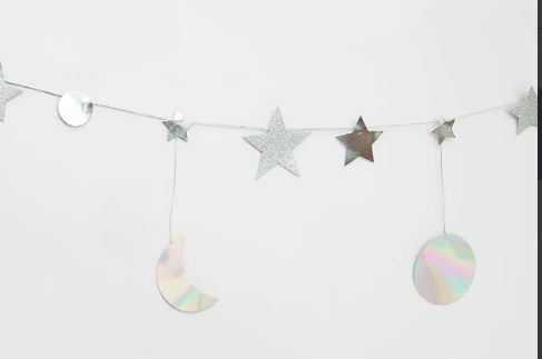 Silver Stars & Moons Garland