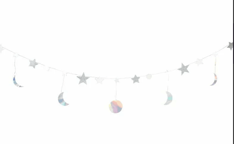 Silver Stars & Moons Garland - Party Affair