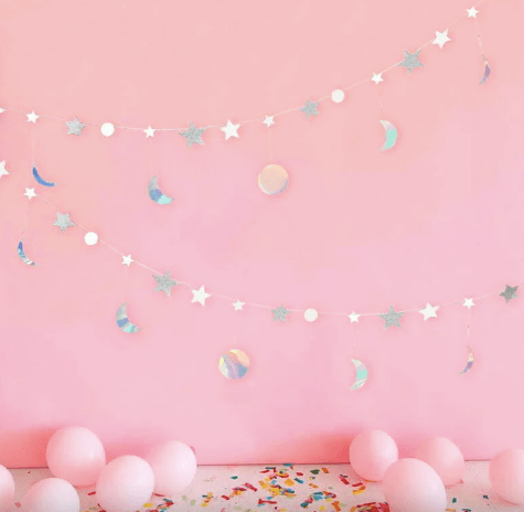 Silver Stars & Moons Garland - Party Affair