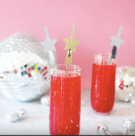 Gold Foil Metallic Paper Straws With Stars