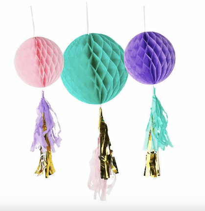 Paper Honeycomb Balls With Tassels - Party Affair