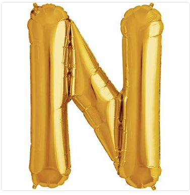 Gold Letter 100cm N Foil Balloon