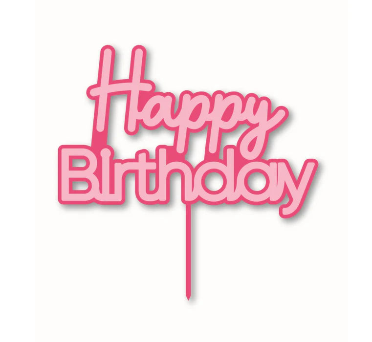 Acrylic Cake Topper Pink Happy Birthday