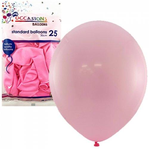 Standard Light Pink Latex Balloons - Pack 25 Flat - Party Affair