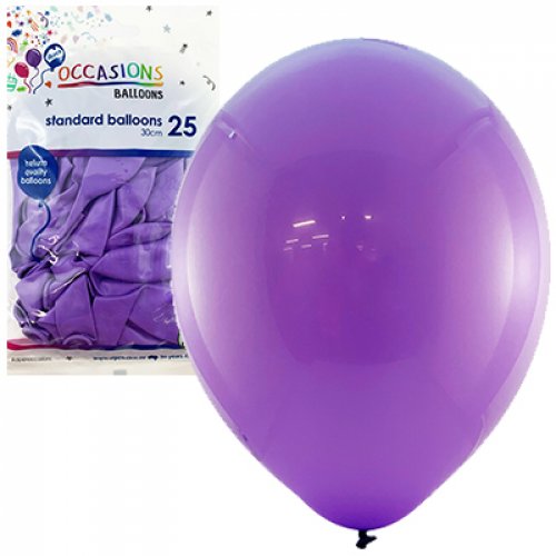 Standard Purple Latex Balloons - Pack 25 Flat 